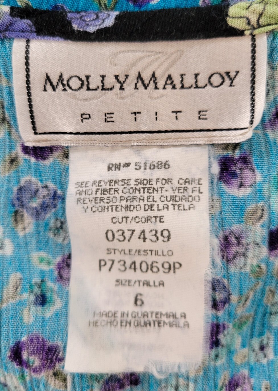 Vintage Cottagecore Molly Malloy Petites Blue Floral Babydoll Dress Sz 6