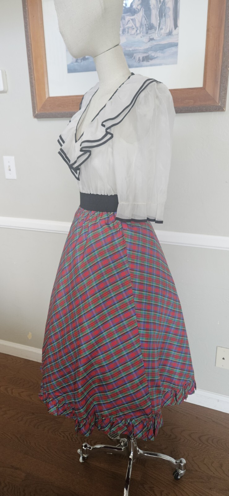 Vintage 198os Plaid Festive Dress As Pictured