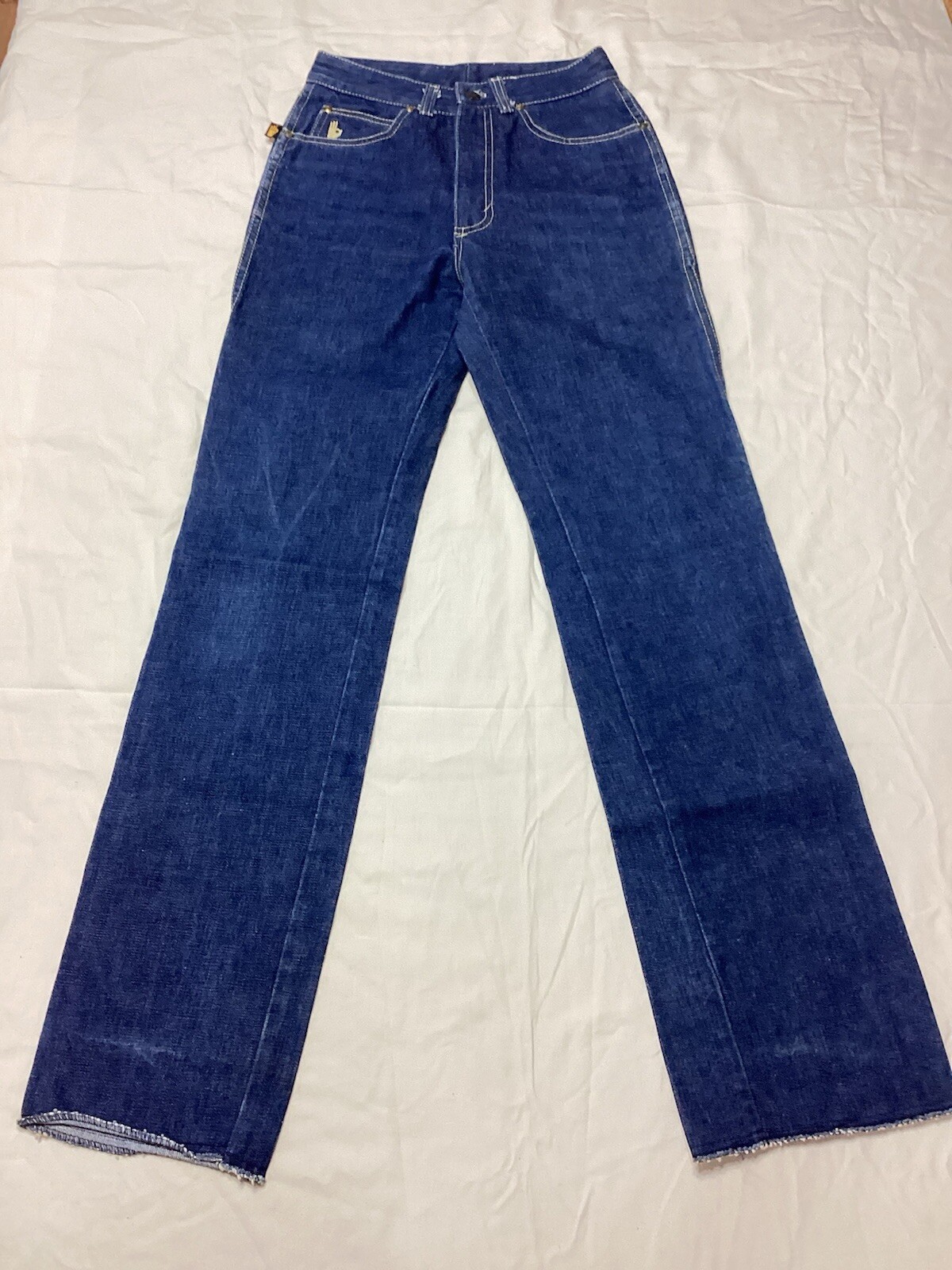 Vtg 70’s Rag City Blues Los Angeles Flare Jeans Zipper Front Sz 27 (22×32)