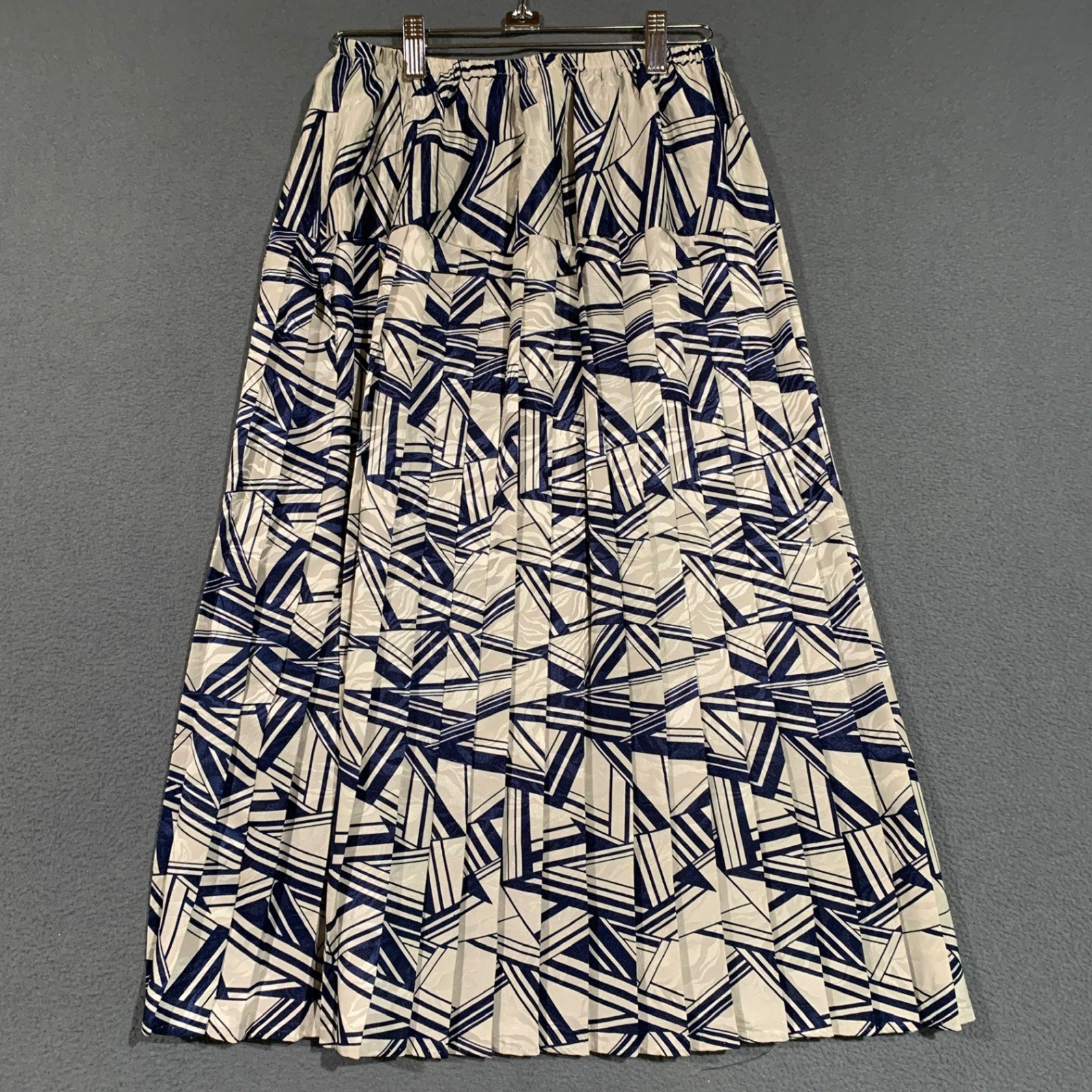 JoHanna York Skirt Suit Womens M VTG 80s Geometric Navy Gold Professional Set