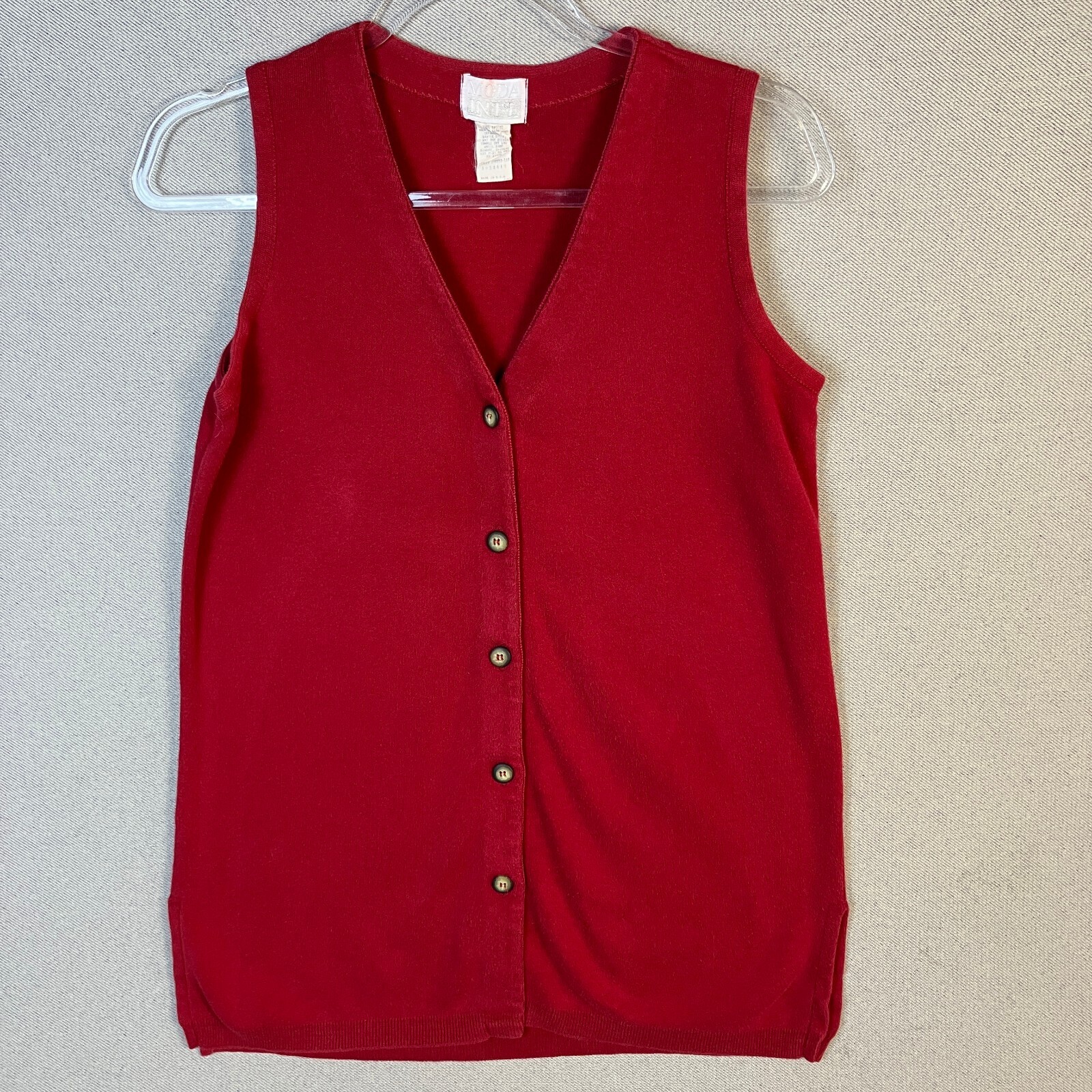 Vintage Moda Int’l Red Knit Vest Size S Made In USA 80s 90s