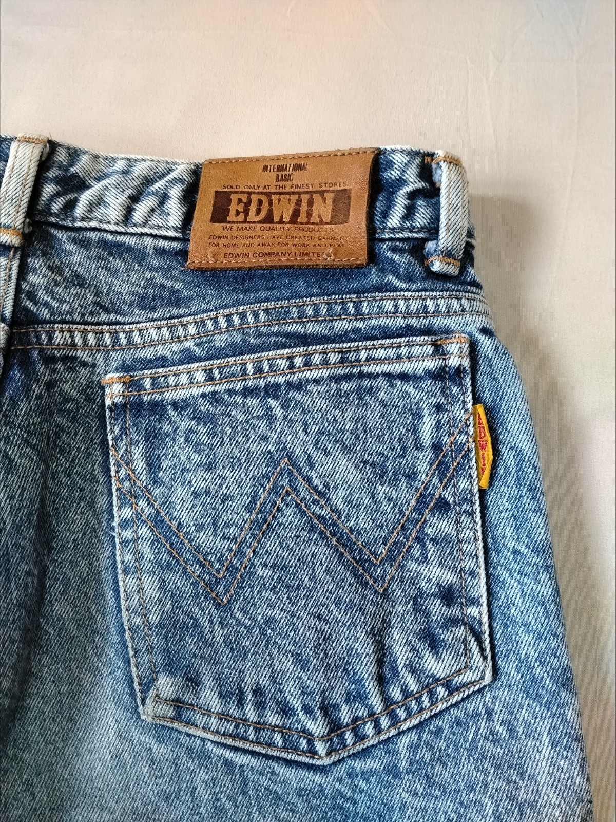 Vintage Edwin Acid Wash Tapered Jeans Made In Japan High Rise Light Blue…