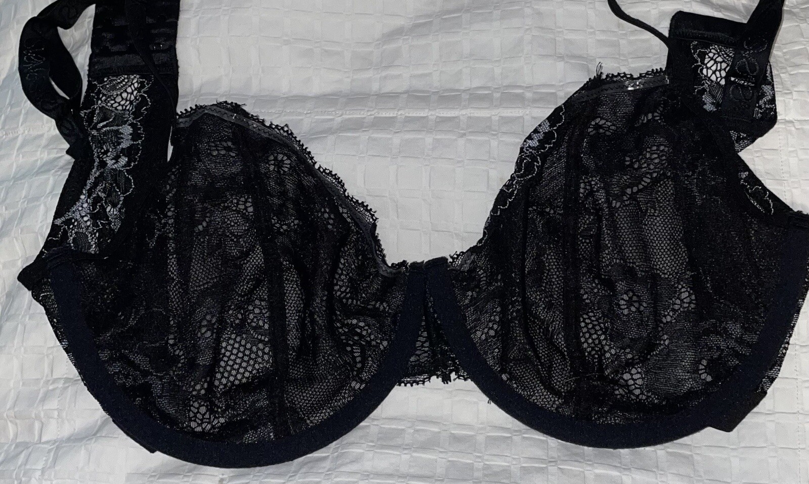 Simply Vera Vera Wang Black Sheer Underwire Lace Mesh Bra Womens 38D