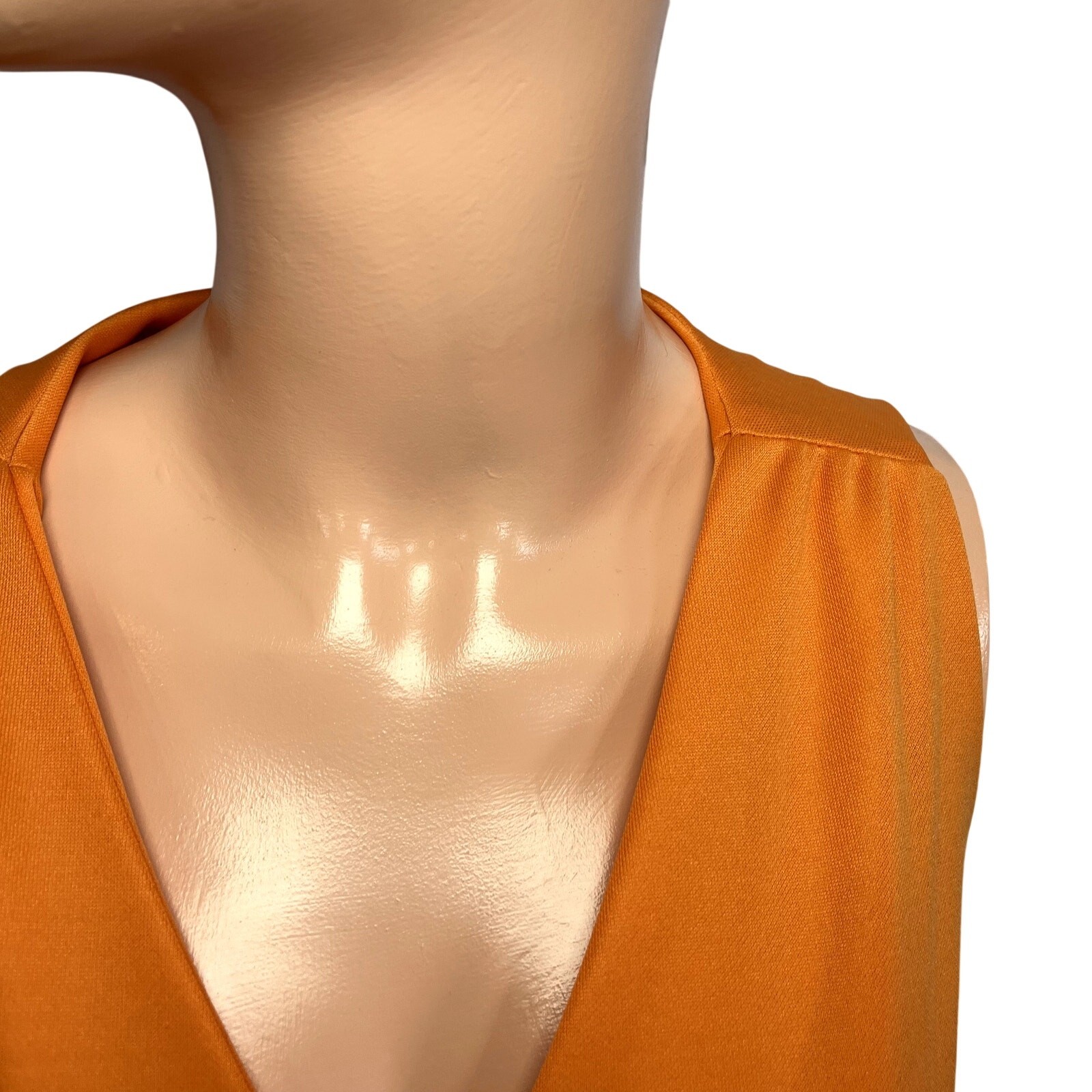 VTG 70s Toni Todd Orange Maxi Dress S Double Knit Polyester Faux Wrap Belted