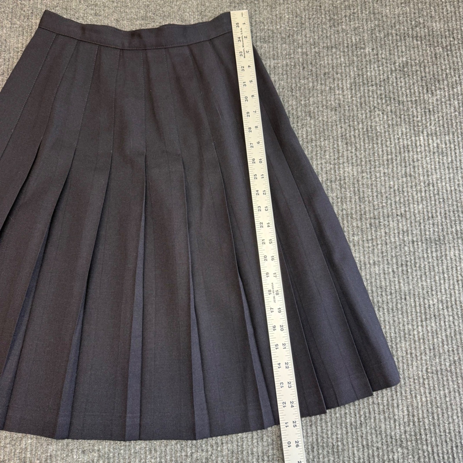 J.G. Hook Vintage Navy Pleated Midi Skirt Size 6 100% Wool Classic Preppy A-Line