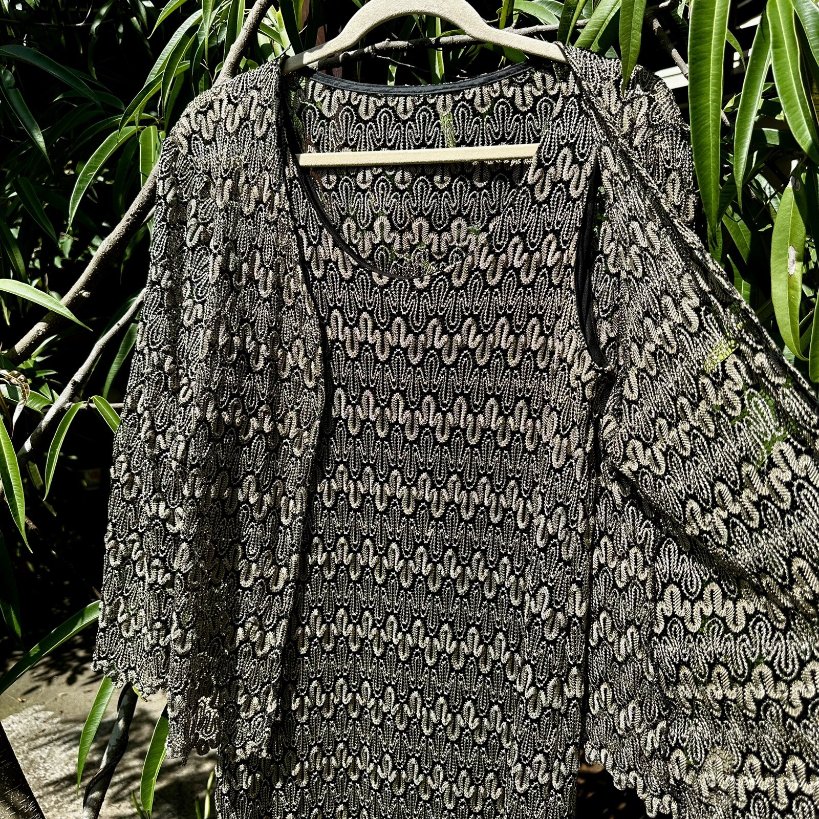 Dolina Exclusive Dress & Top Woman’s Size 14 Vintage Golden Beige LaceKnit Lined