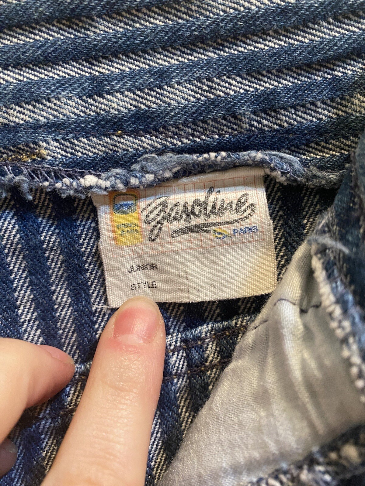 VTG 1980s High Waisted Striped GASOLINE JEANS | Paris, France | 100% Cotton | 28