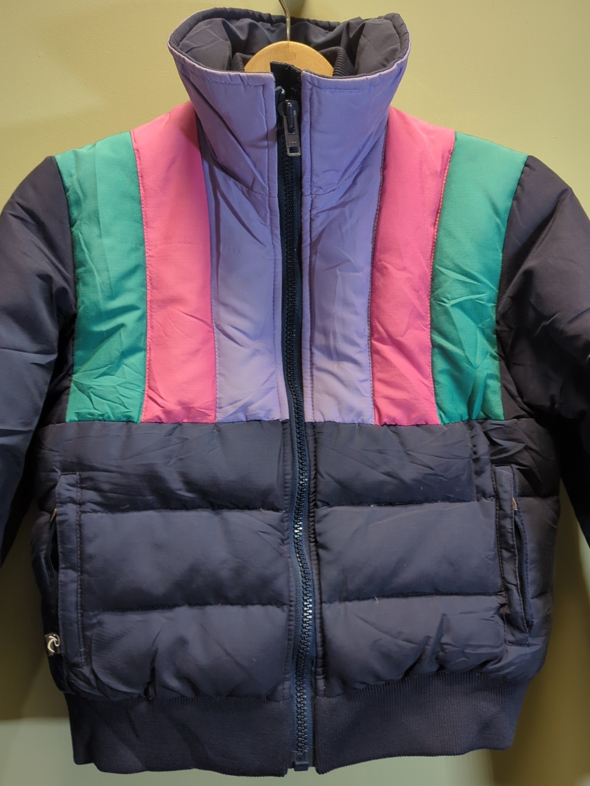 Vintage 80s ROFFE Ski Puffer Down Jacket Colorblocked Women’s S/M USA EUC READ