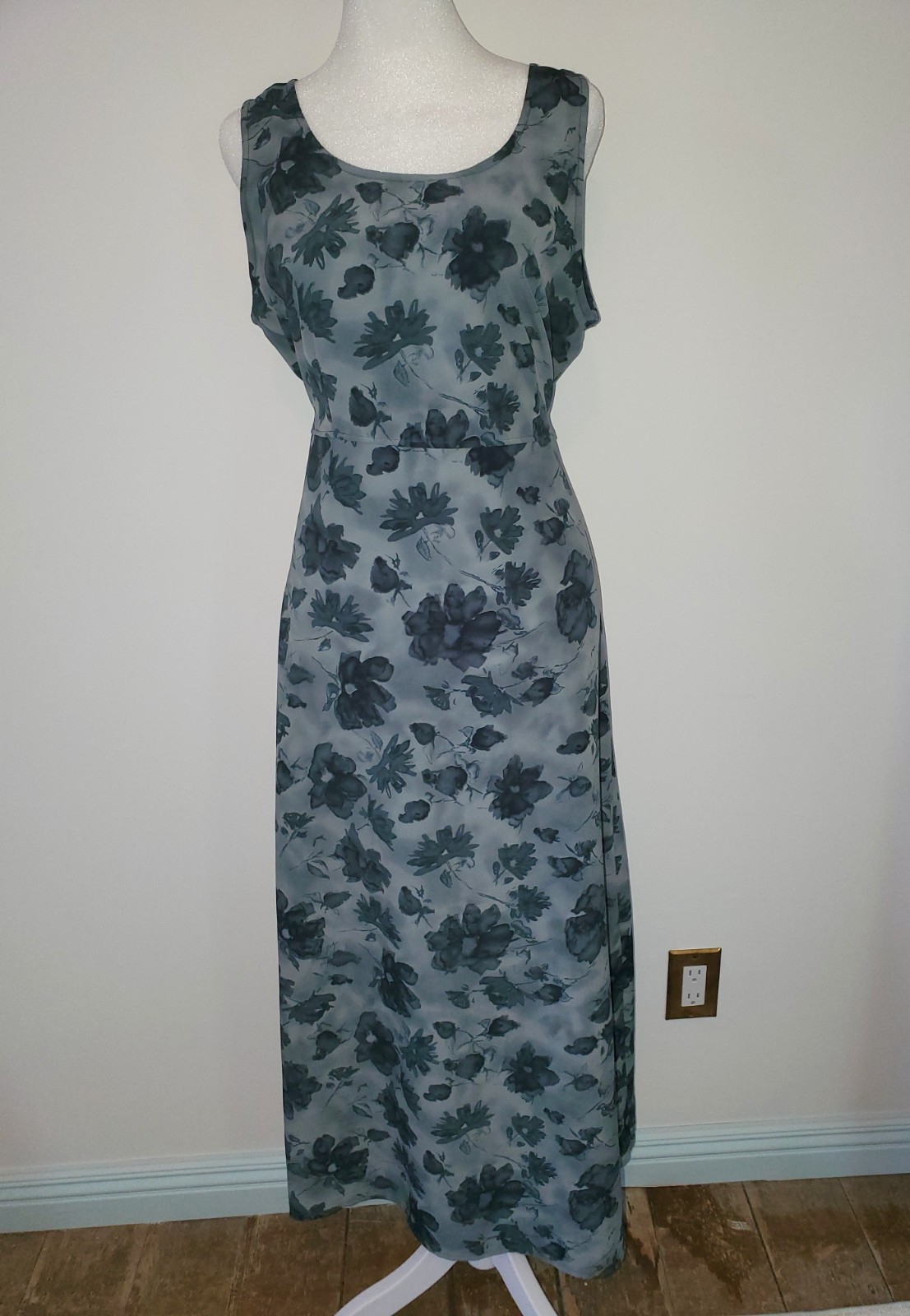 Vintage 90s/00s Westport Ltd Blue Watercolor Sheath Dress Tieback S10 M/L