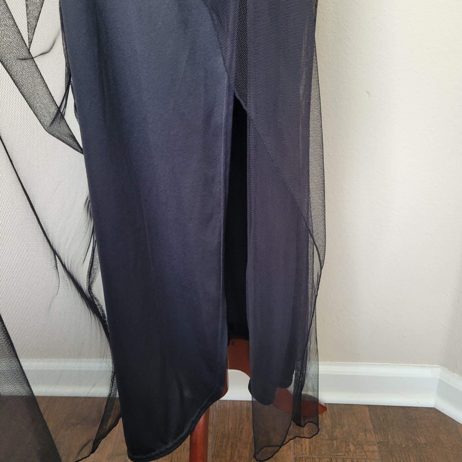 Vtg Strapless Black Maxi Dress S Whimsigoth Goth Tulle Y2K Dark Romantic Vamp