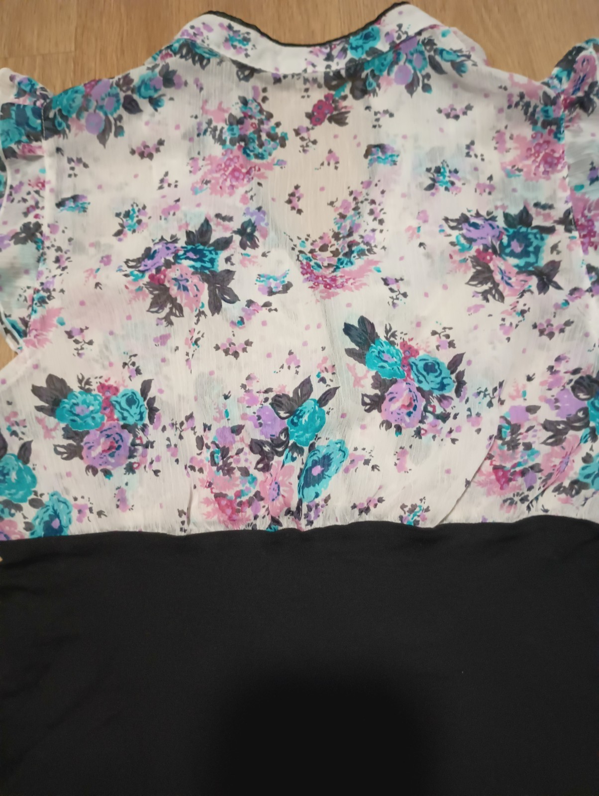 Vtg Y2K FOREVER 21 Sheer Tube Ruffle Tux Mandarin Collar Top M
