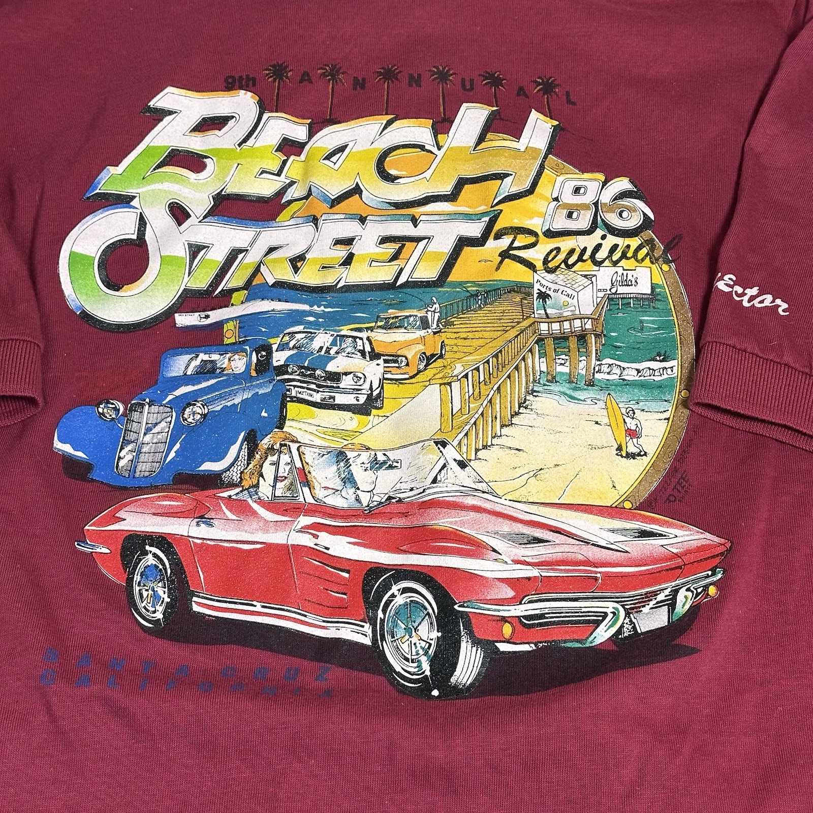 SANTA CRUZ (1986) Car Show Adult 1/4 Button Polo Collared Shirt (XL) “DIRECTOR”