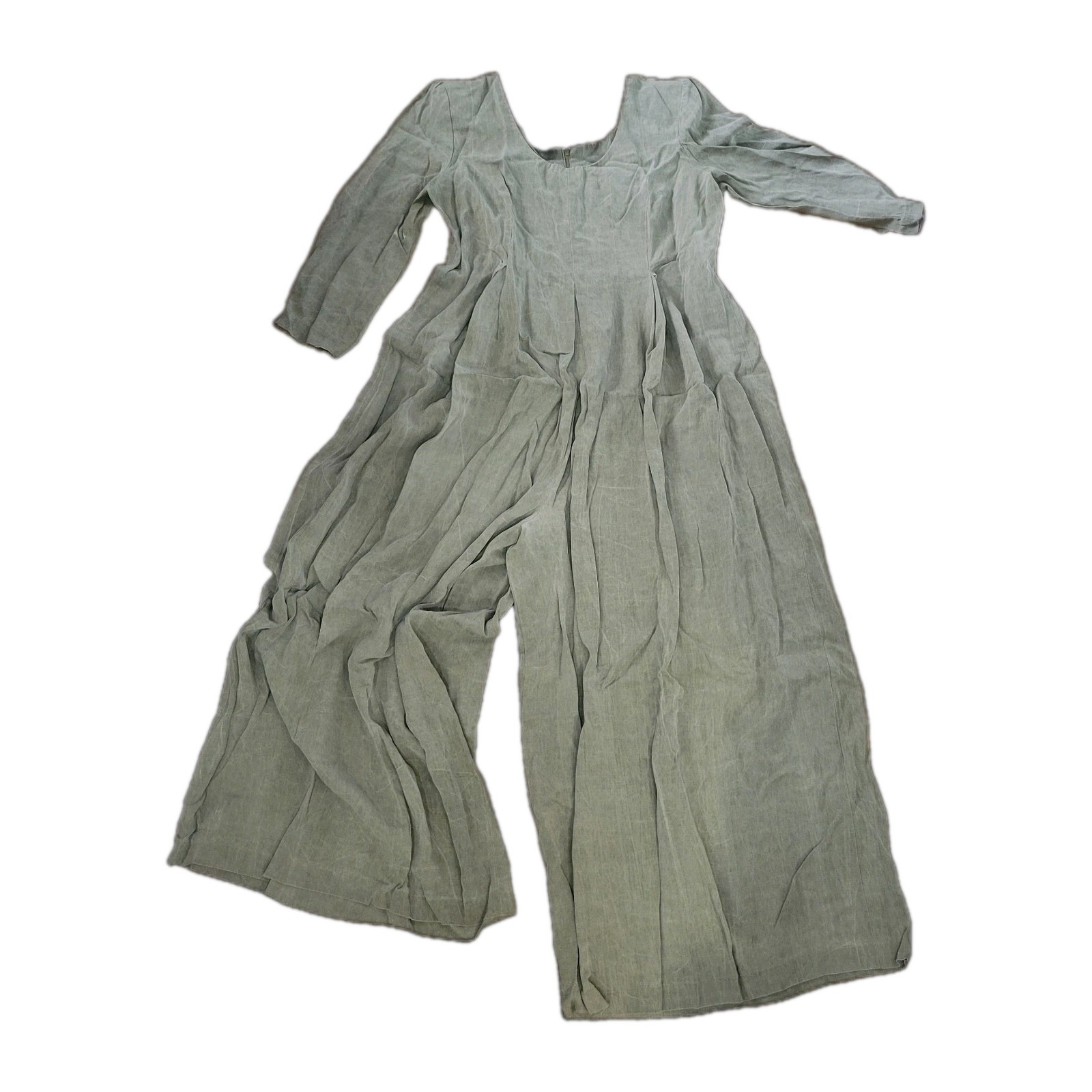 Vtg 90s All That Jazz Pleated Jumpsuit Sage Size 13/14 Wide Leg Made in USA EUC