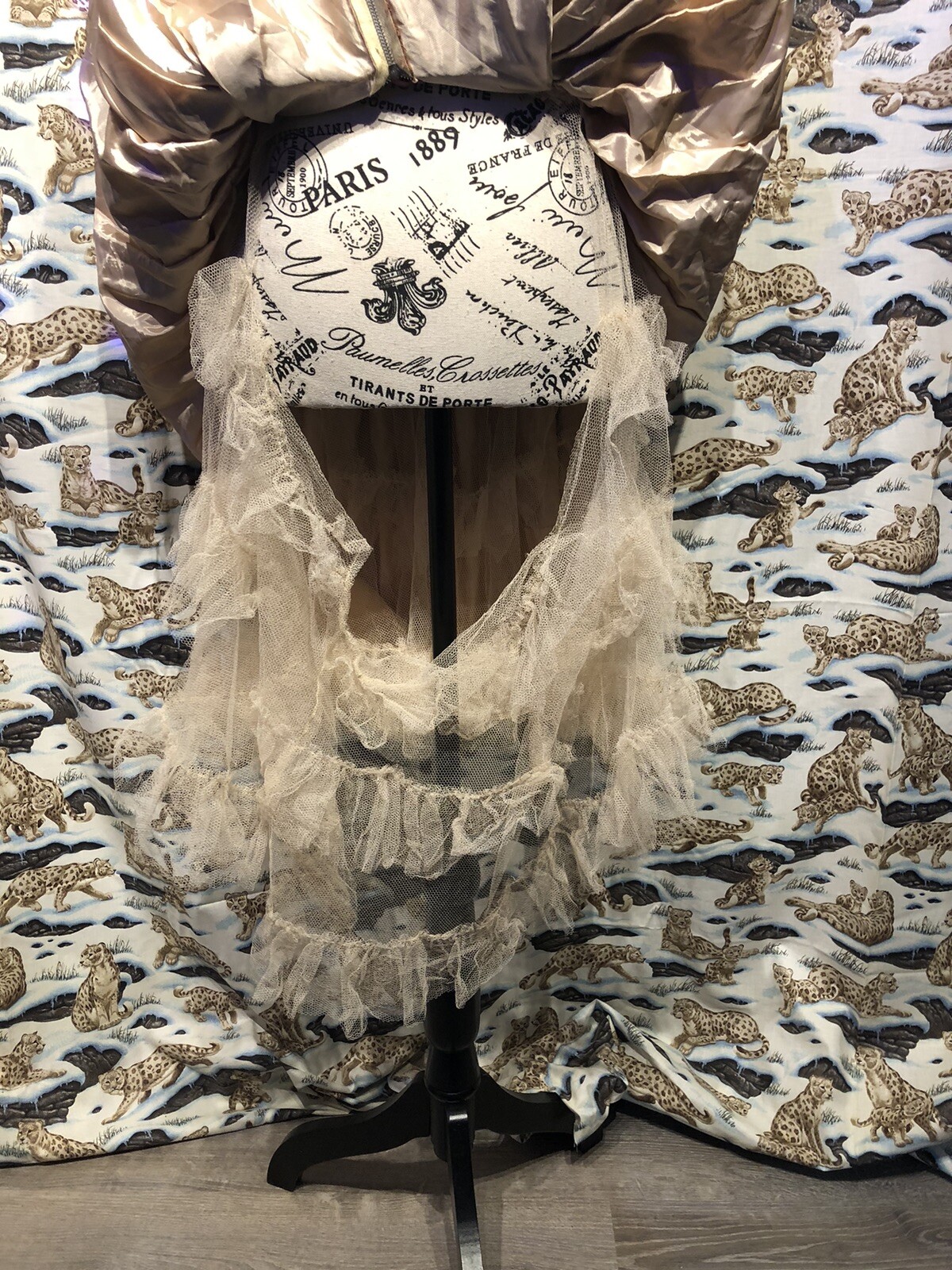 50’s VTG Strapless Rockabilly Dress Lace Tulle Satin Corset Back- XXS~PROJECT!!