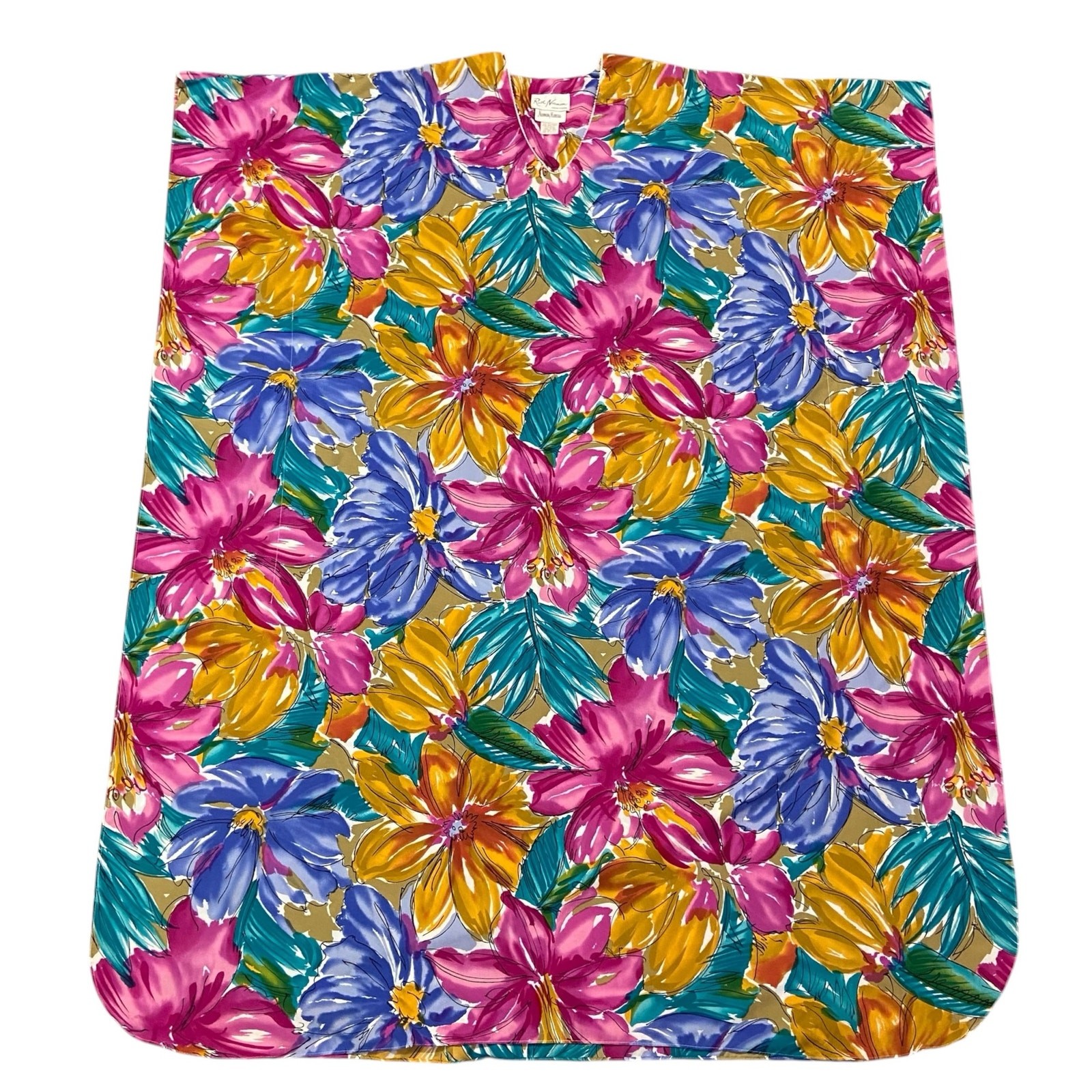 1970s Ruth Norman Neiman Marcus Floral Kaftan Dress Resortwear