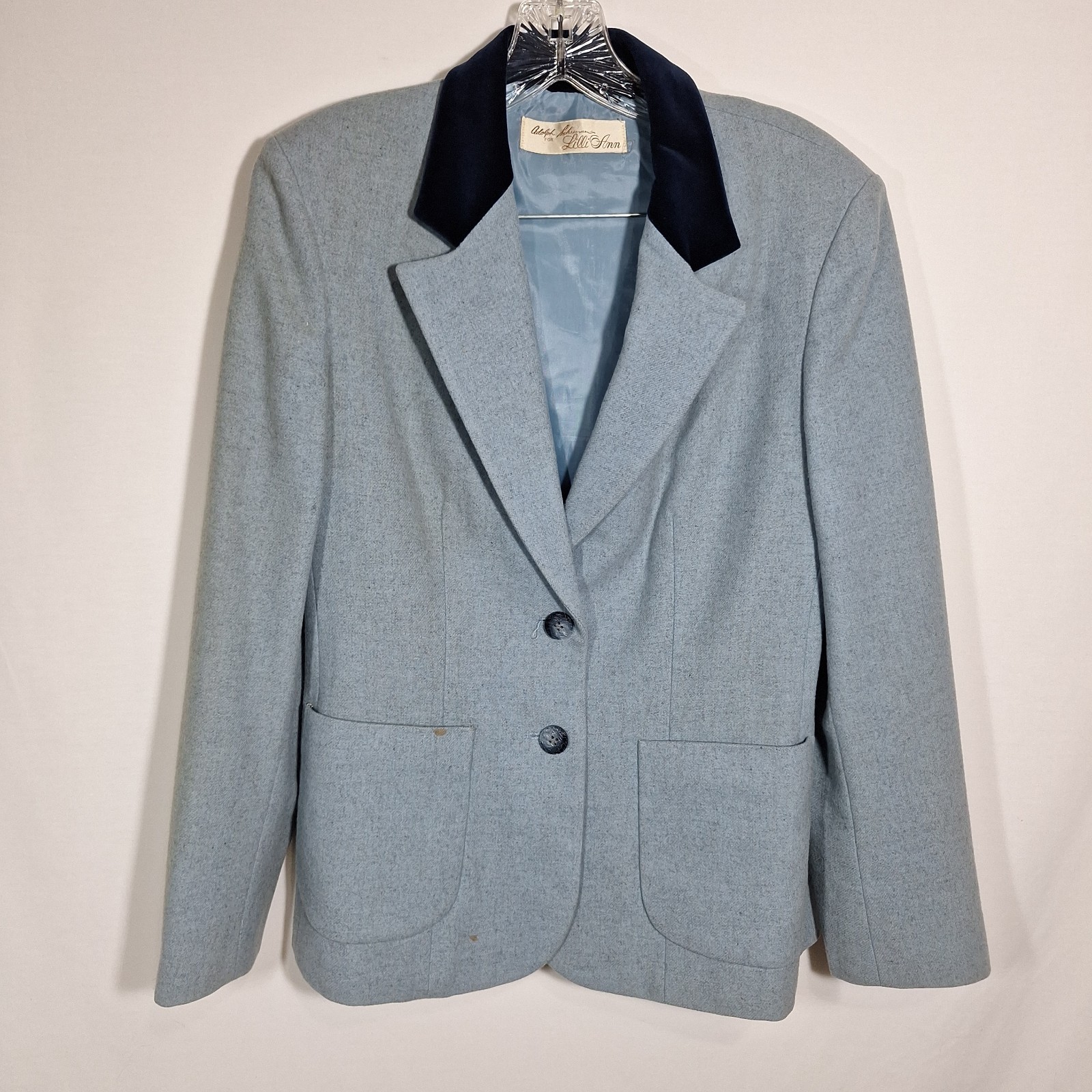 Adolph Schuman for Lilli Ann Vintage 1970s Light Blue Blazer Suit Jacket