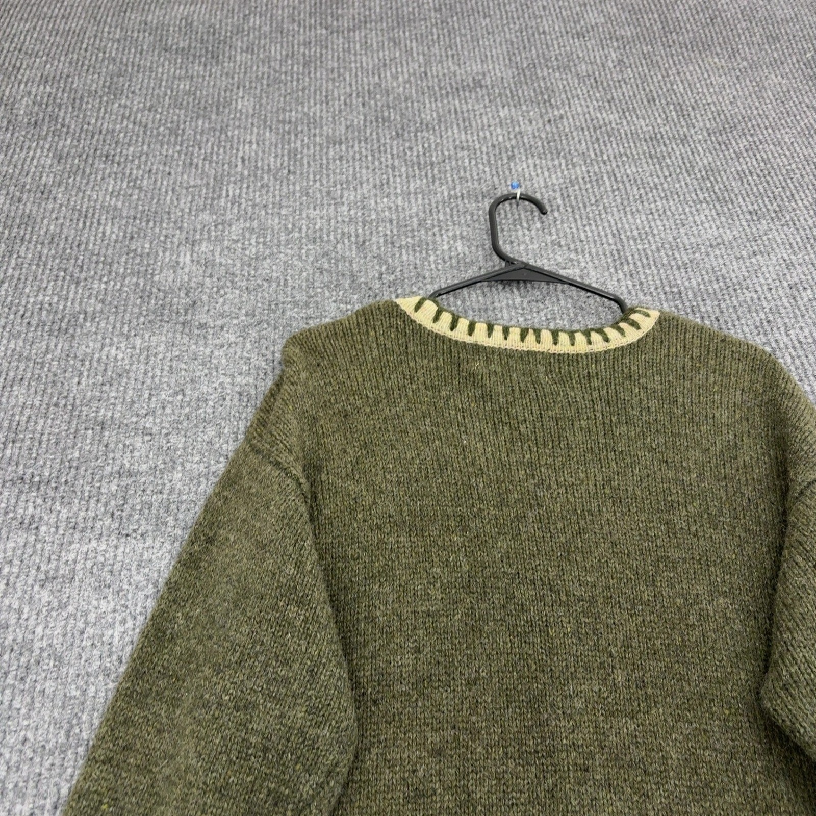 Vintage EMS Sweater Womens S Green Wool Blanket Stitch Crewneck Gorpcore Outdoor