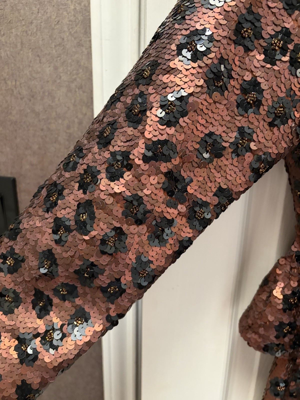Vintage 1990s Carmen Marc Valvo Sequin Skirt & Jacket Size Small Leopard