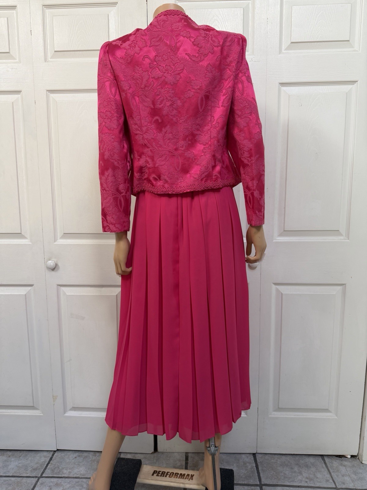 VTG Hot Pink Fuchsia Dress with Jacket Women’s Size 12