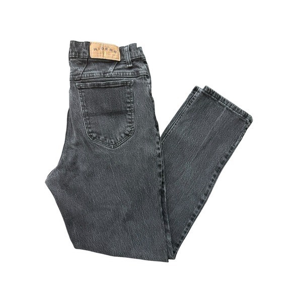 Vintage Denim Riders High Waisted Straight Leg Jeans Faded Black Wash Womens 27