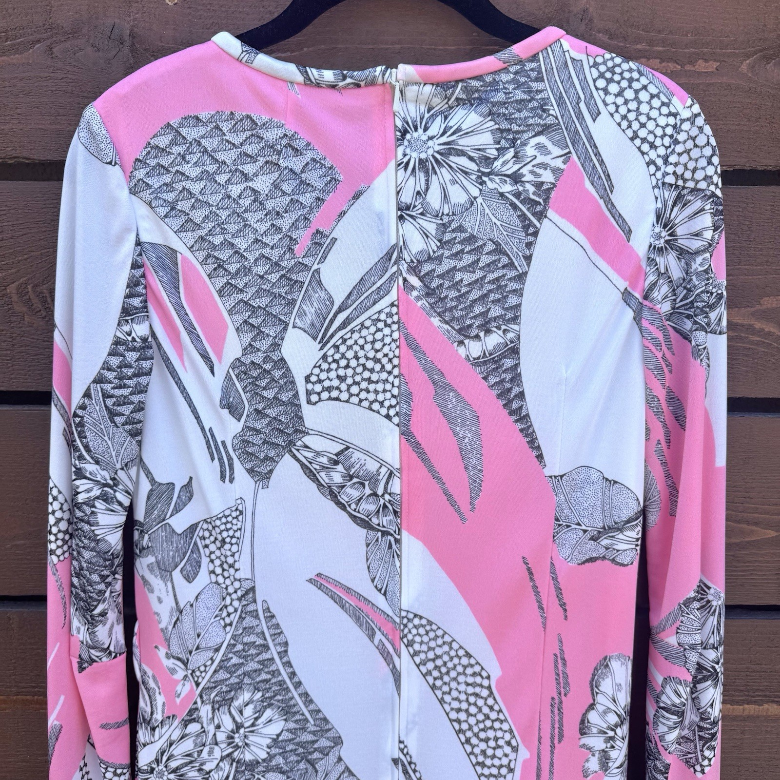 Vintage 60s 70s Tissus J Leonard Italmodell Borelli Mod Floral Midi Dress 38 S