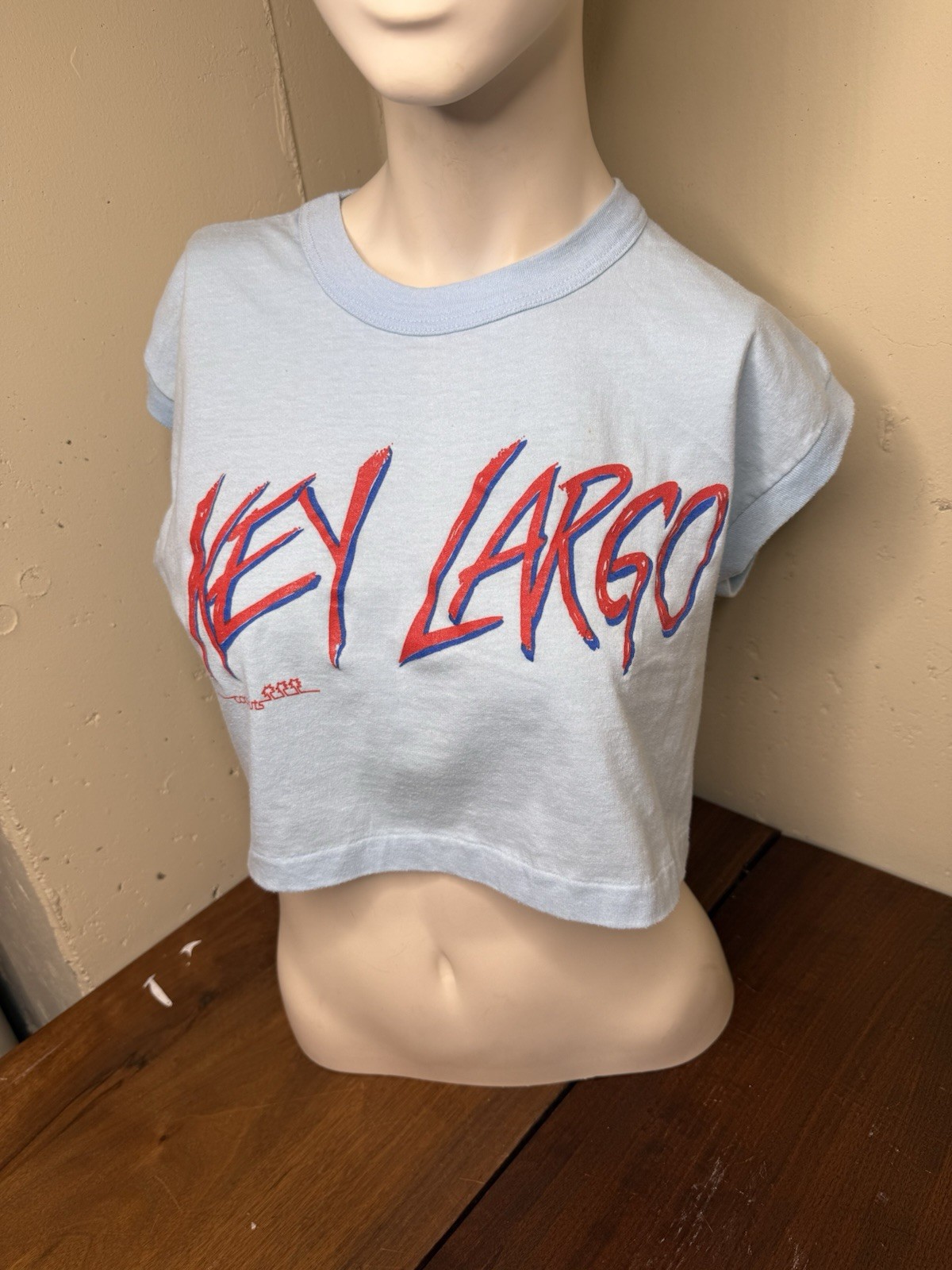 KEY LARGO COCONUTS VTG TSHIRT CROP TOP 80’s WEEKEND AT BERNIES SIZE L USA RARE