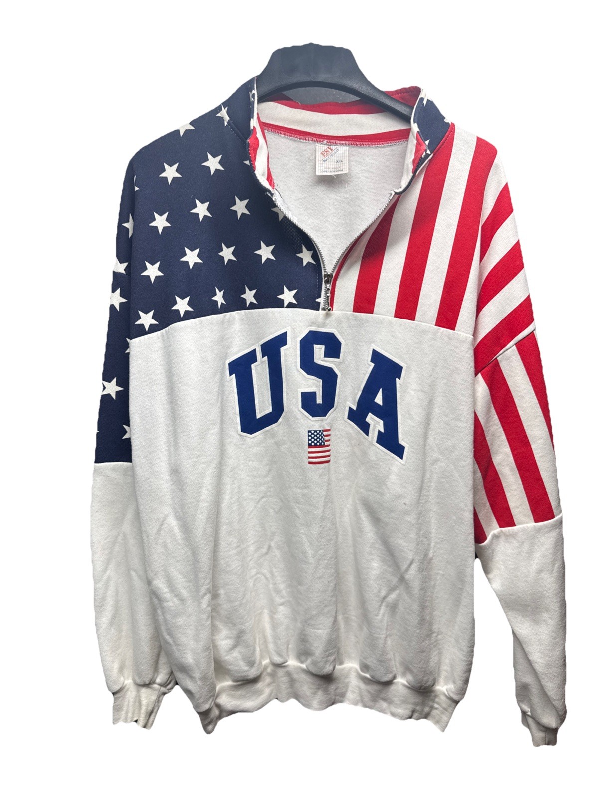 Vintage ESY Sport Wear USA Flag Women’s Sweatshirt Large Patriotic Merica