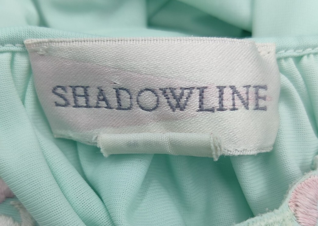 Vintage Shadowline Long Nightgown Small Aqua Green Embroidered Floral **Flaw