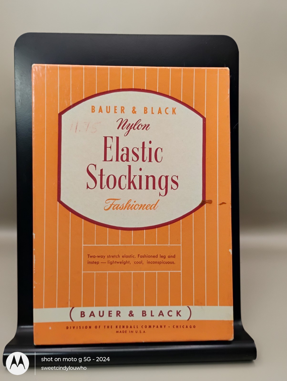 Bauer and Black brand Nylon Elastic stockings 1950s EMPTY box with literature