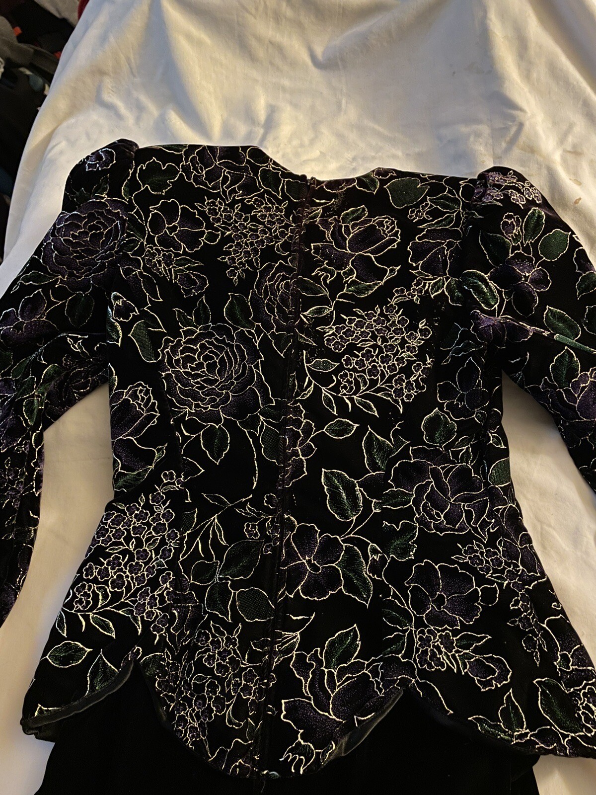 Vtg 80s SCOTT MCCLINTOCK Elegant Floral Top & Black Velvet Skirt Dress sz. 8 EUC