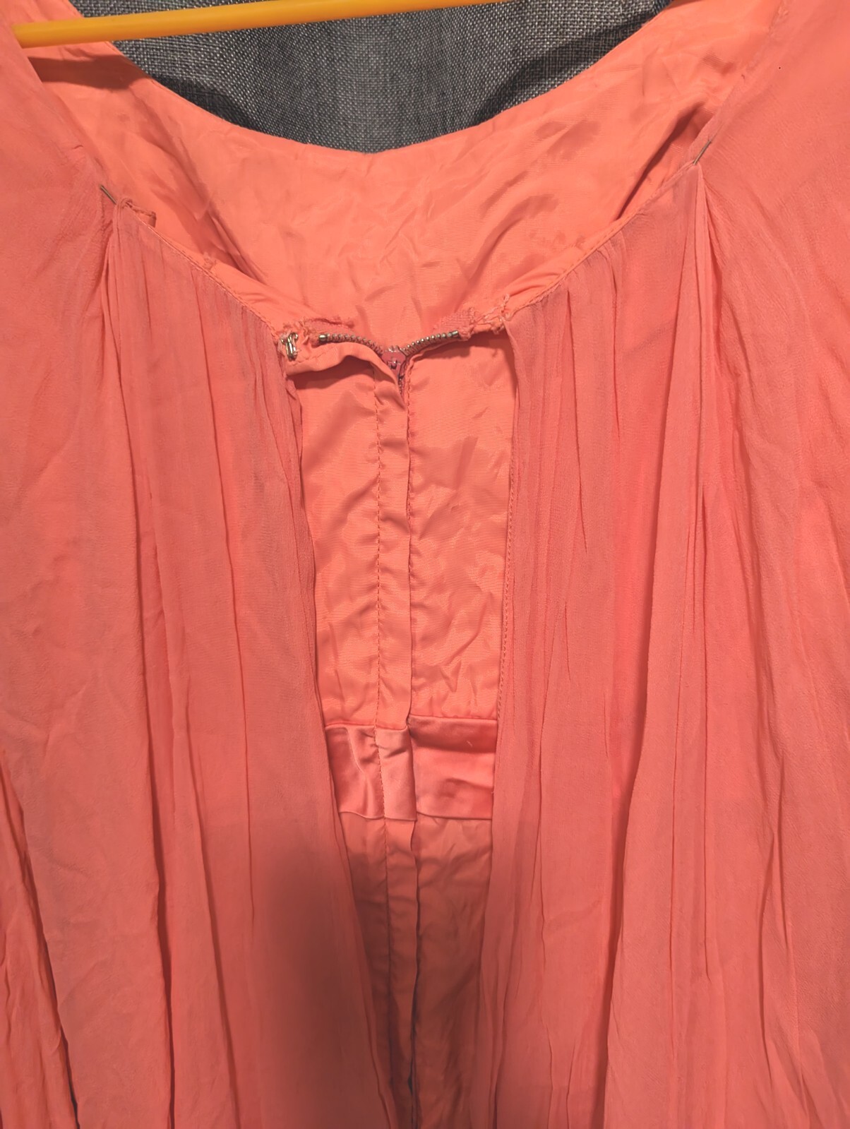 Vintage 50s 60s Coral Pink Gown Chiffon