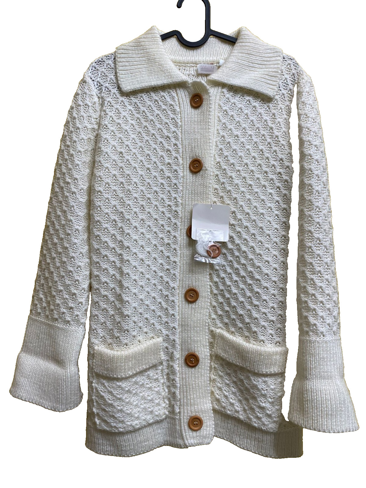 VTG Montgomery Ward Women White Knit Sweater Size M Winter NOS