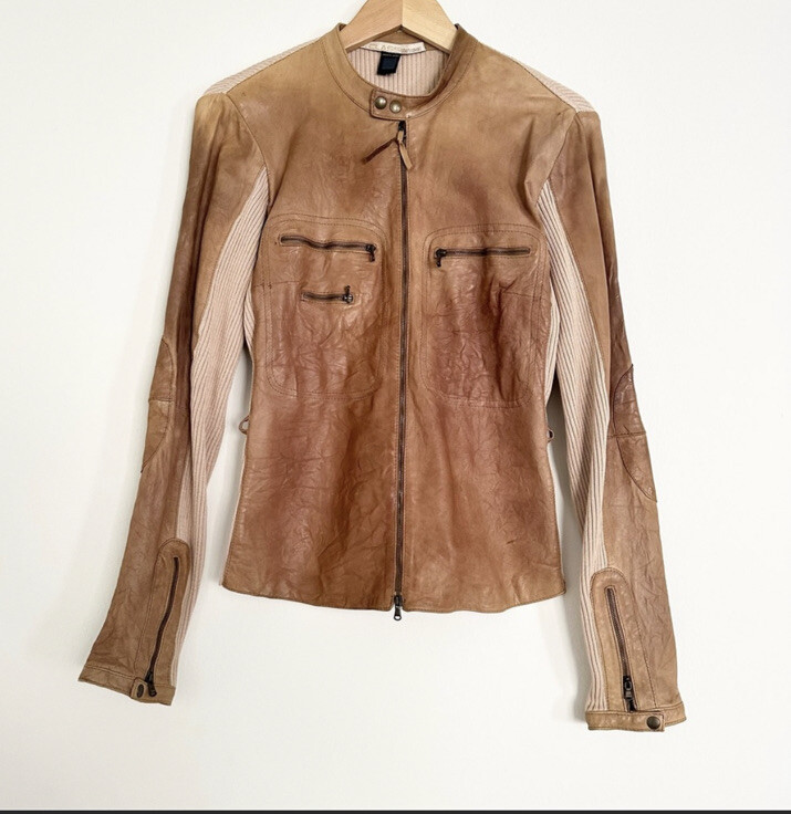 Vintage ROBERTO CAVALLI Lambskin Leather Jacket Y2K Cavalli Class Size 8