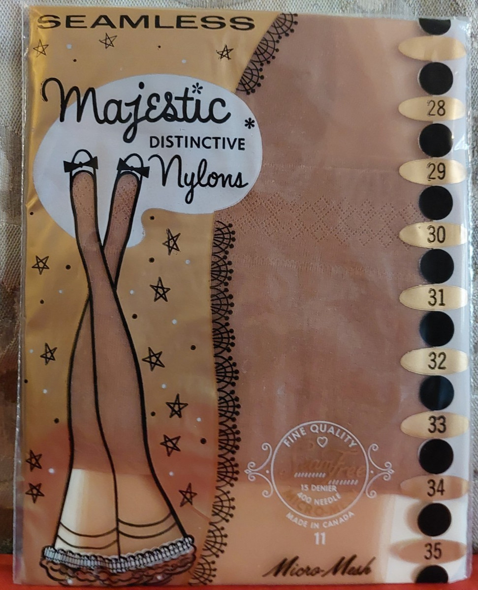 Vintage Pantyhose😂 Rare Majestic Stockings Color Suntan Size 11 BOTW1