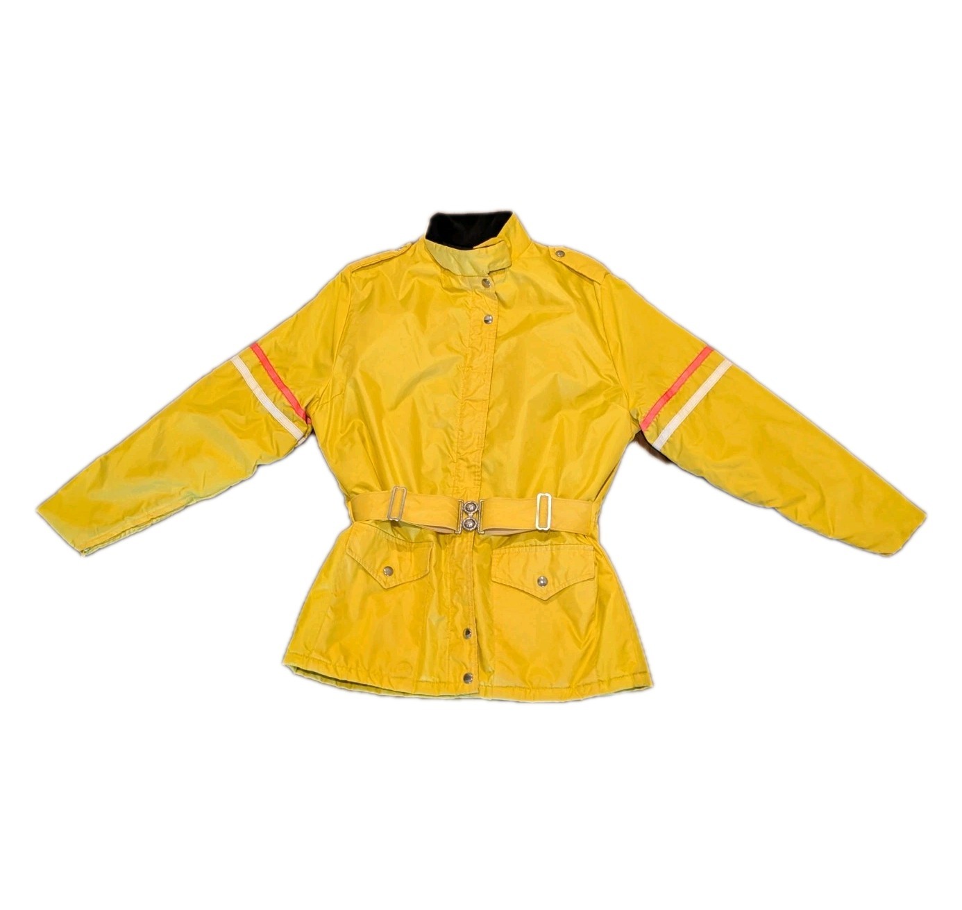 Vintage 70s All Out Cycle Wear Women’s Motorcycle Jacket Yellow Reflective…
