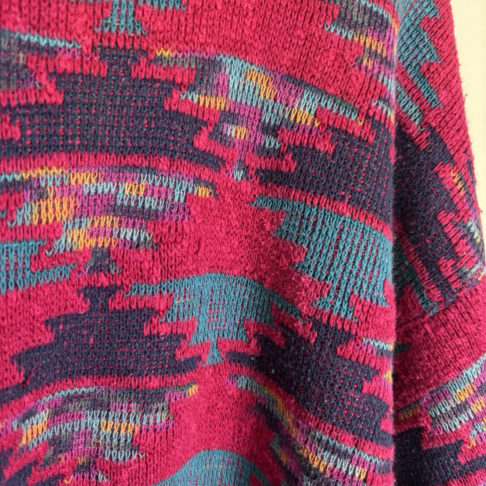 VTG 80s 90s Isle of Cotton Southwest Style Crewneck Sweater-Women’s XL-Hot Pink