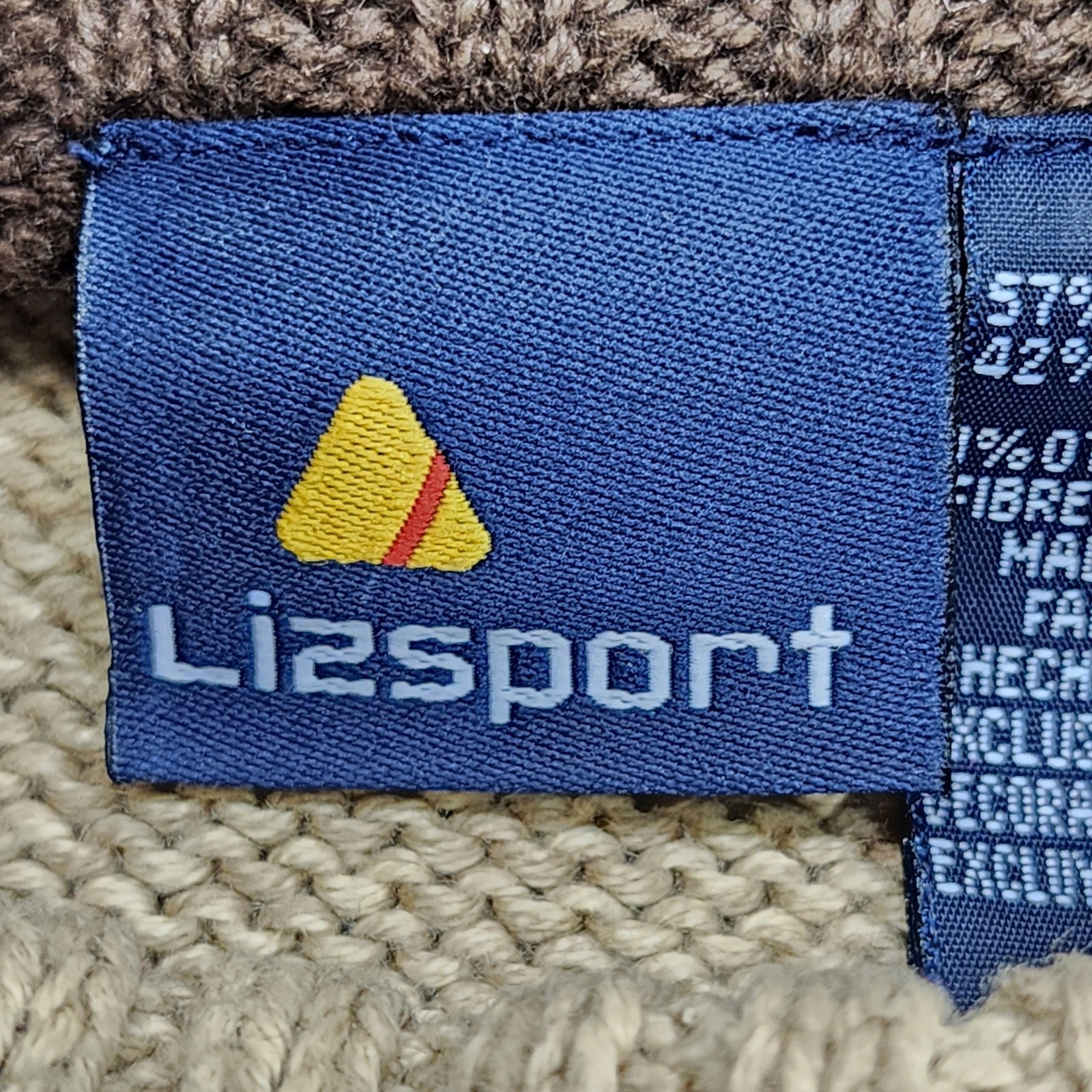 Vintage Lizsport Sweater Women S Geometric Southwest Mock Neck Tunic Wood Beaded