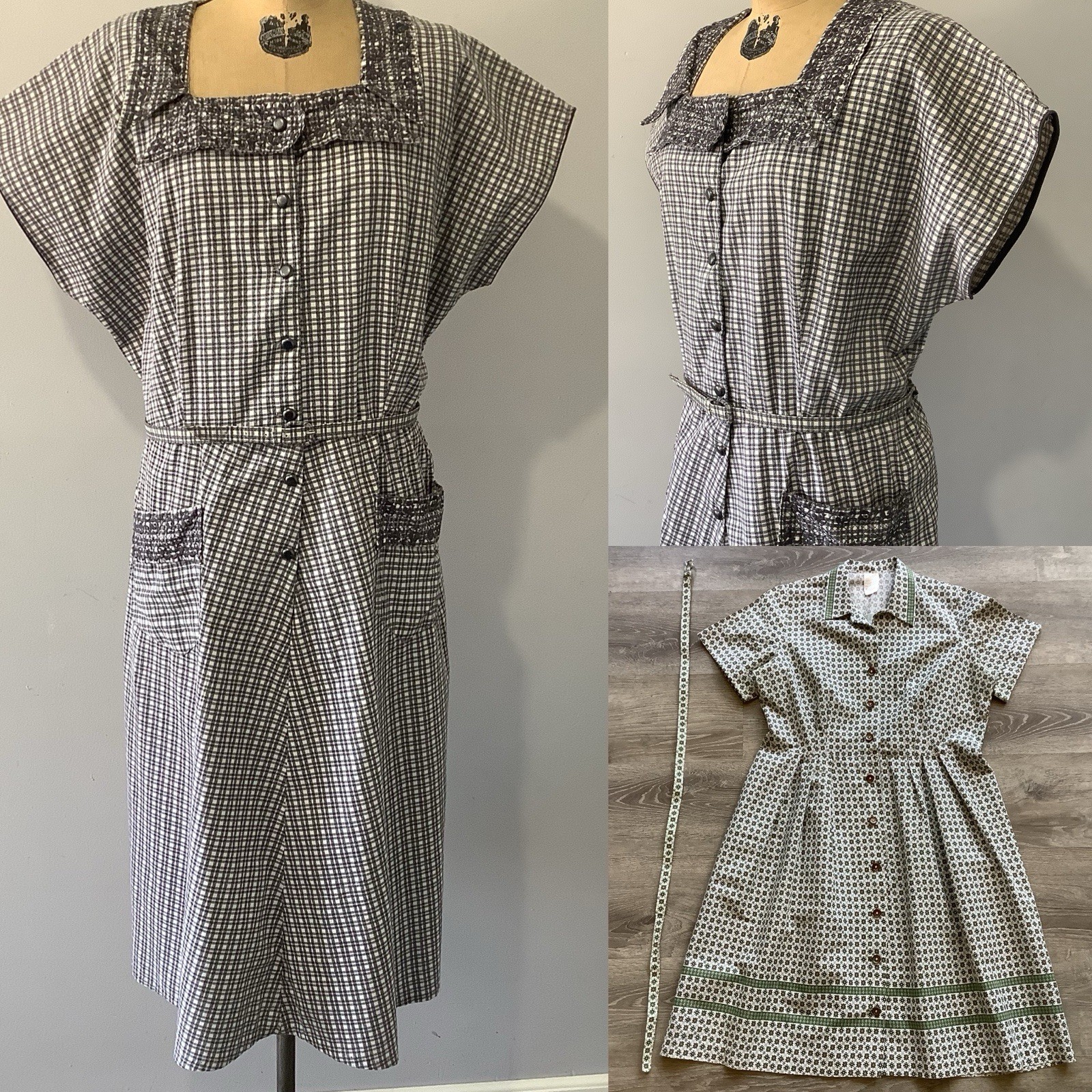 Vintage 1950’s 100% Cotton Top Mode Frocks Dress Size XXL Bust 51” Waist 45”