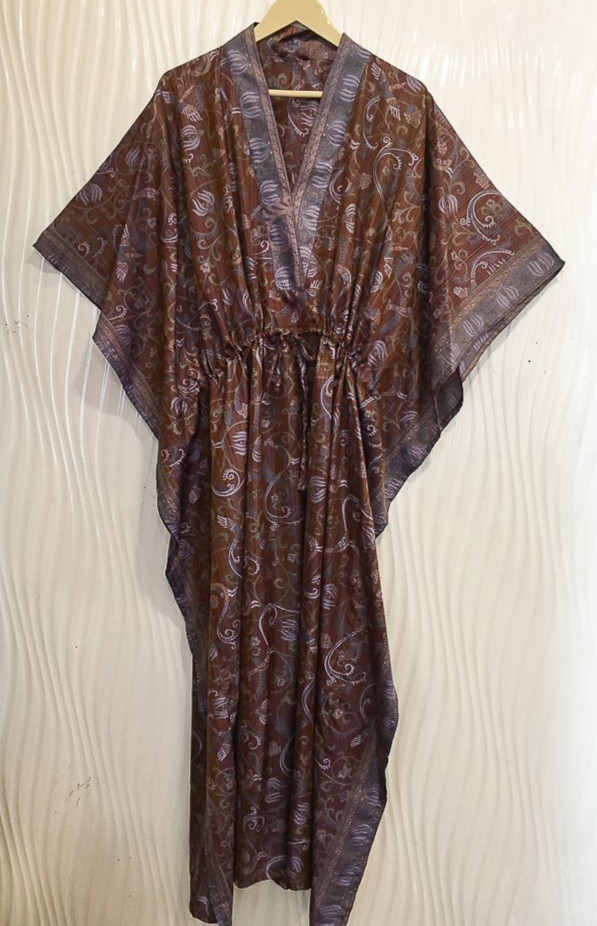 Vintage Sari Kaftan / Pure Cotton Long Maxi Dress / Luxury Resort Wear CFN1207