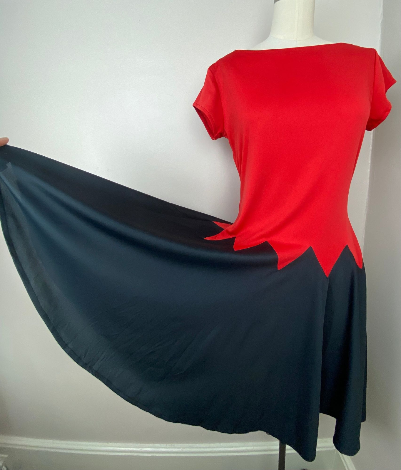 Vintage 1980s Color Block Dress Irresistible II S/M Zig Zag Drop Waist 80s