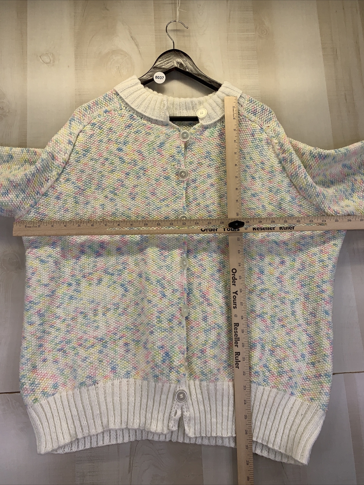 Vintage 1980-90s Handmade Knit Mutli-Color Womens Cardigan Sweater-8037