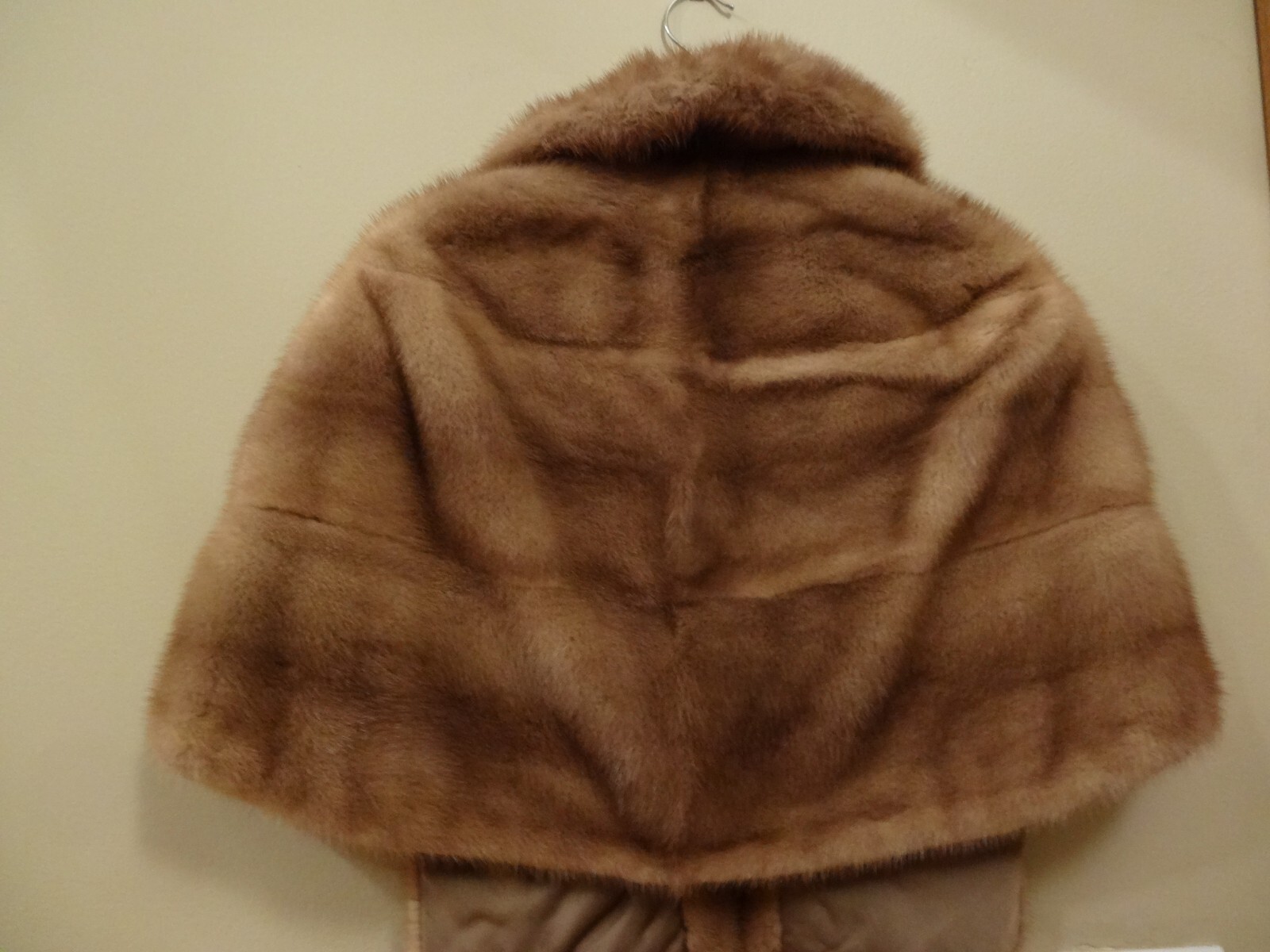 Genuine Light Brown Mink Fur Stole Cape