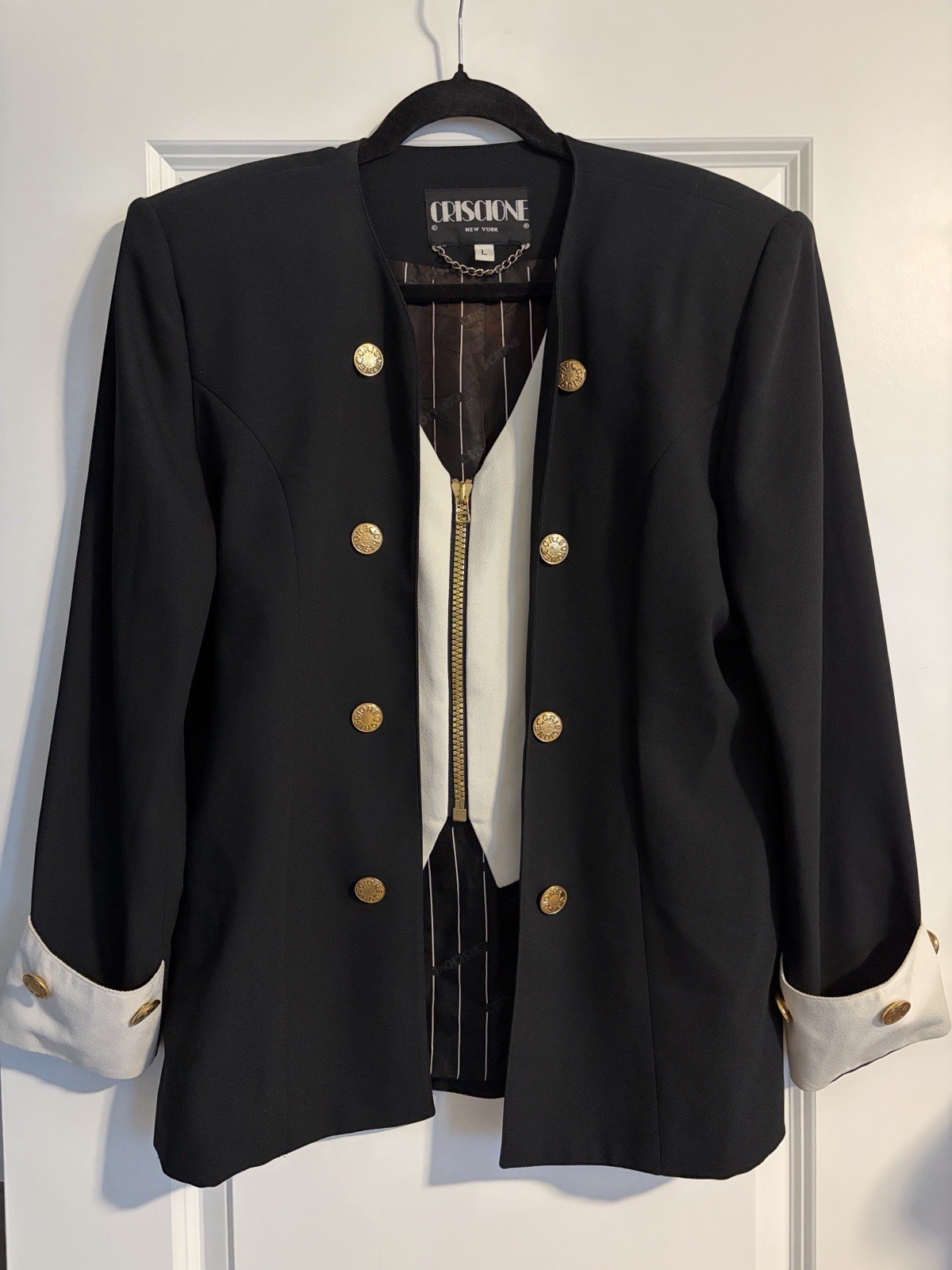 Vintage Criscione NY 80s Collarless Tuxedo Blazer Vest Combo
