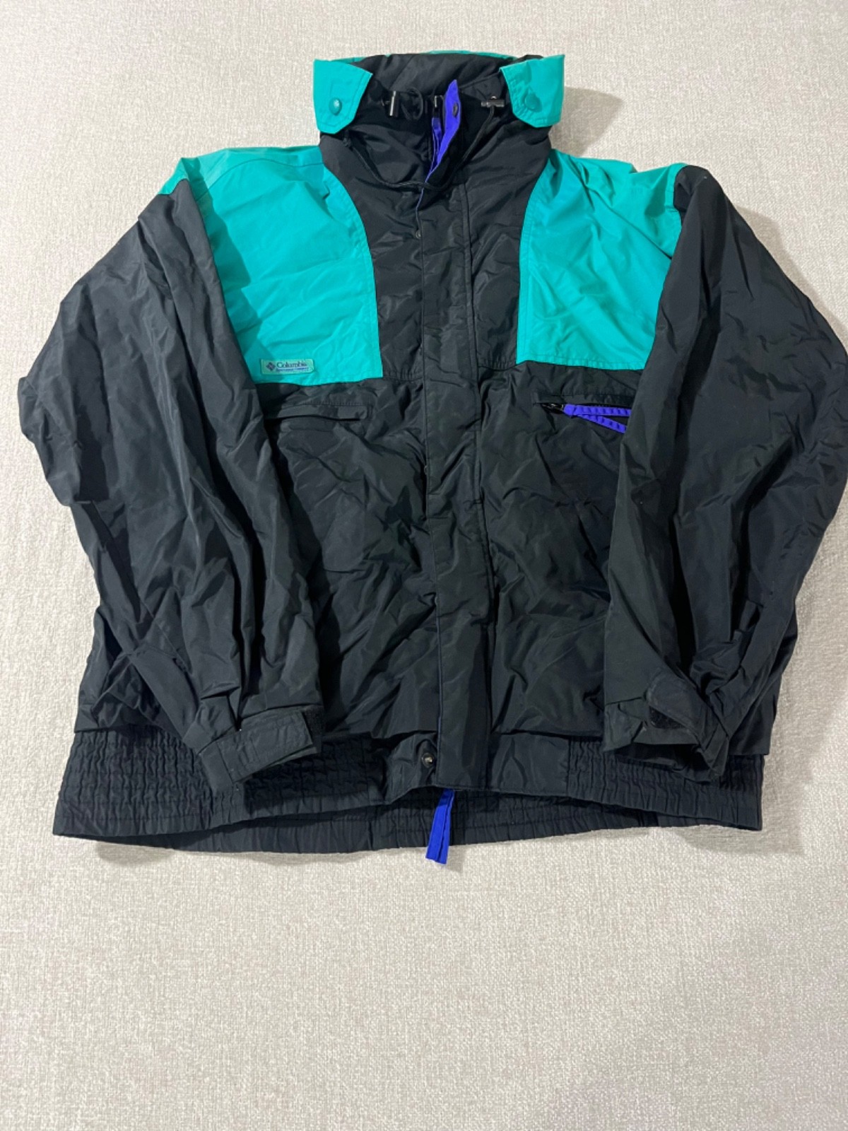 Vtg 90s Columbia Size L Ski Jacket Vamoose Bright Colorblock Teal Black Purple