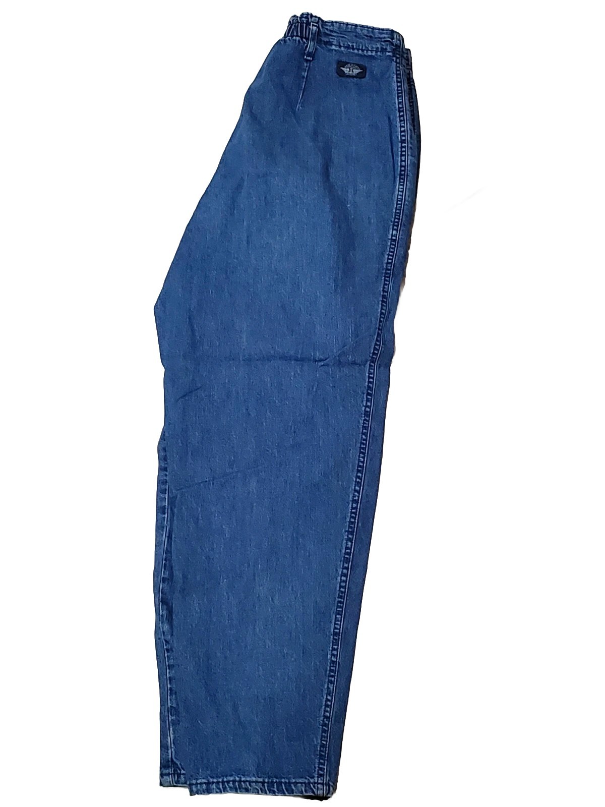 DOCKERS Blue Denim Pant Pleated High Rise Mom Tapered Jean Womens 12 P USA Vtg