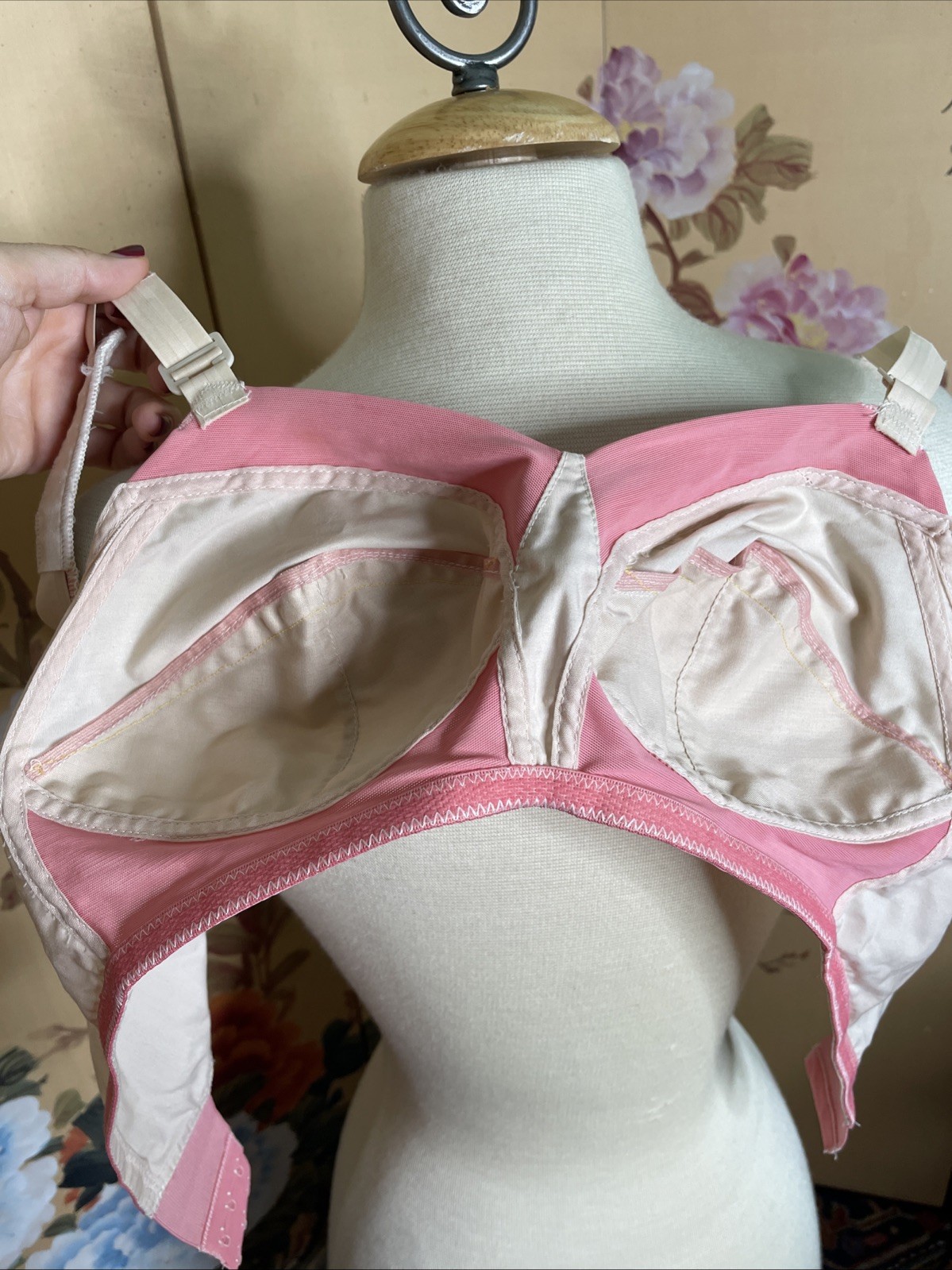 Vintage Exquisite Form Bullet Bra Sz 36C Pink Two Tone Pinup Retro Pointy