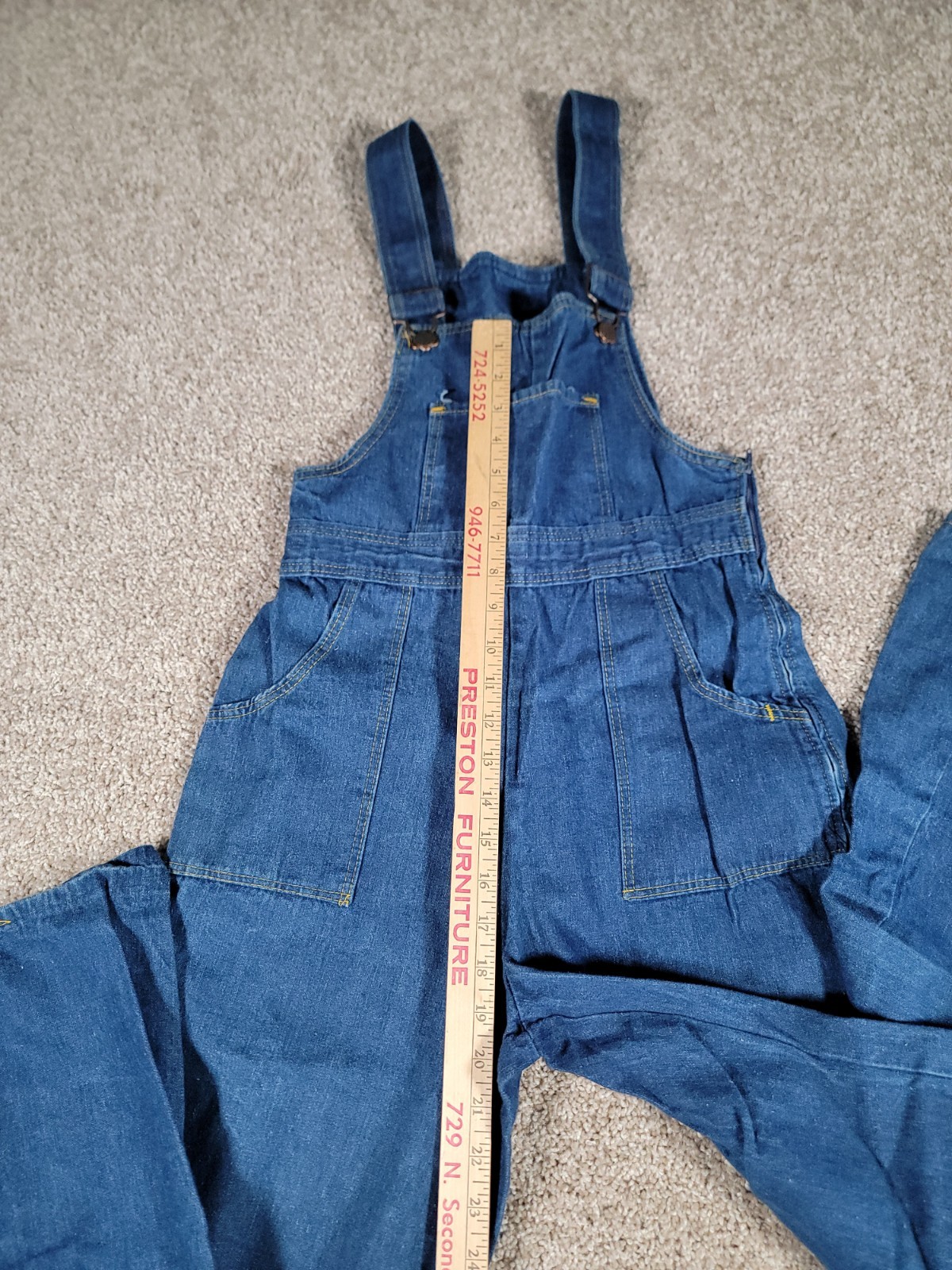 VTG 70s Denim Overalls Jumpsuit Juniors Small Womens Flare Hippy Boho Festival