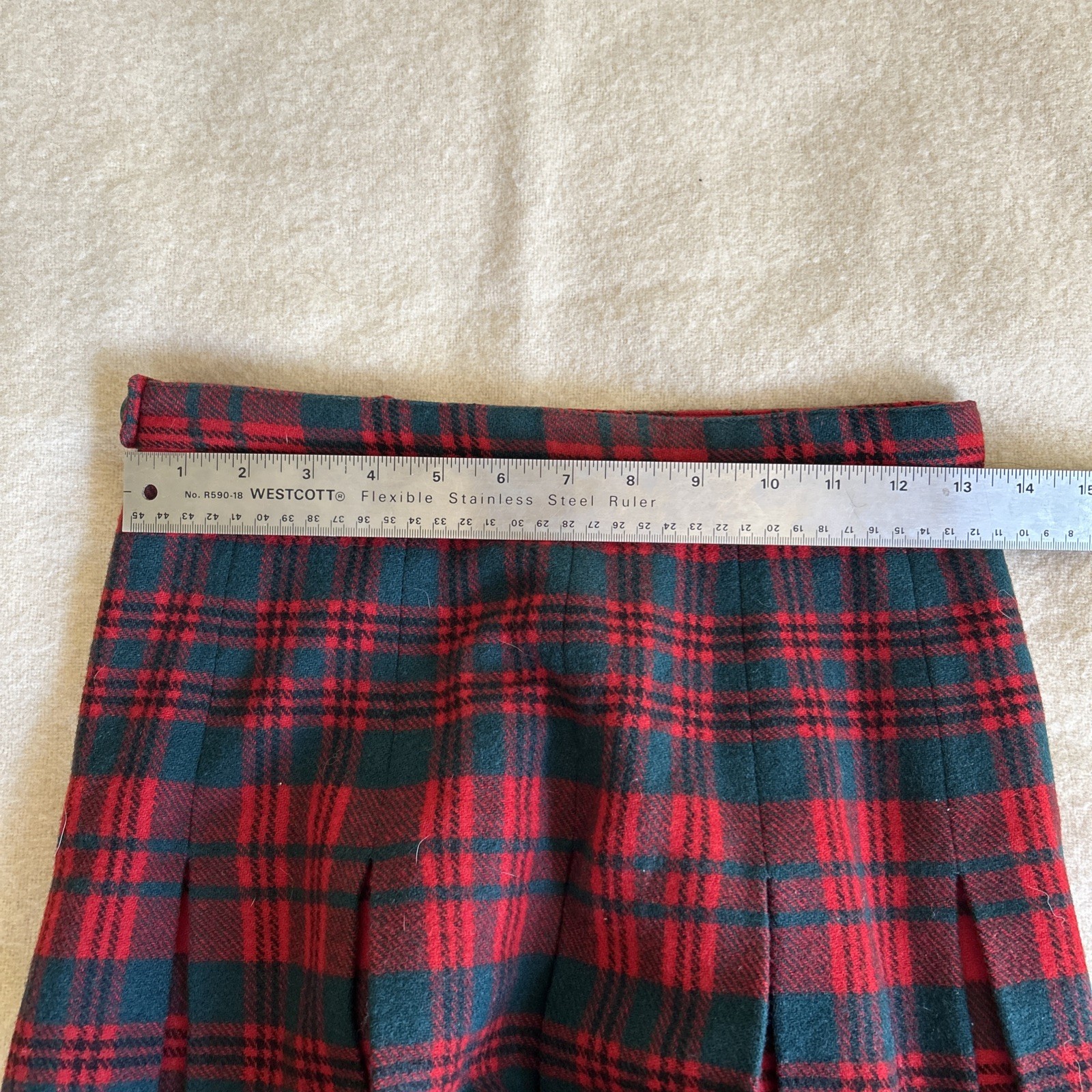 Vintage 50s Pendleton Reversible Wool Tartan Plaid Skirt Red Green 27″ Waist