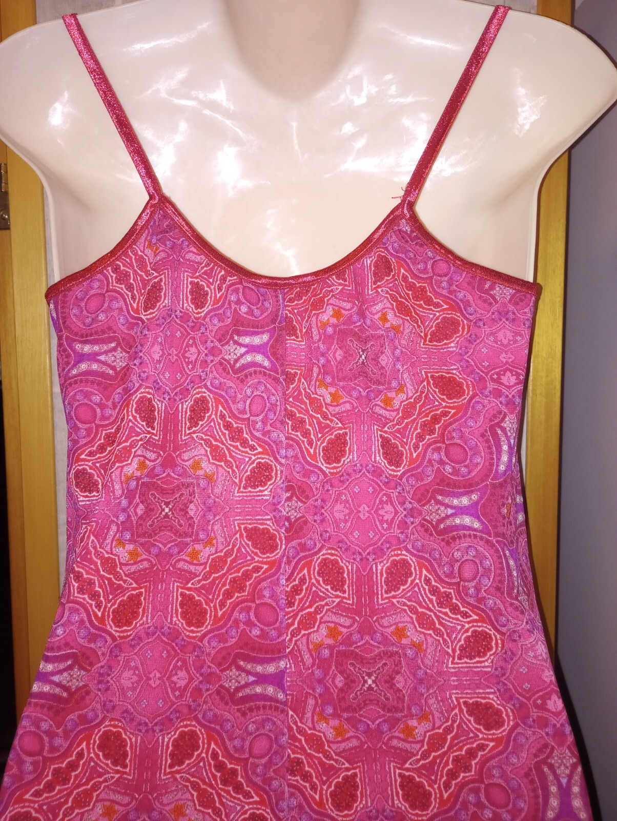 Vintage Byer Too! California Y2K 90s Sz Med Red Paisly Slip Dress Juniors Ladies