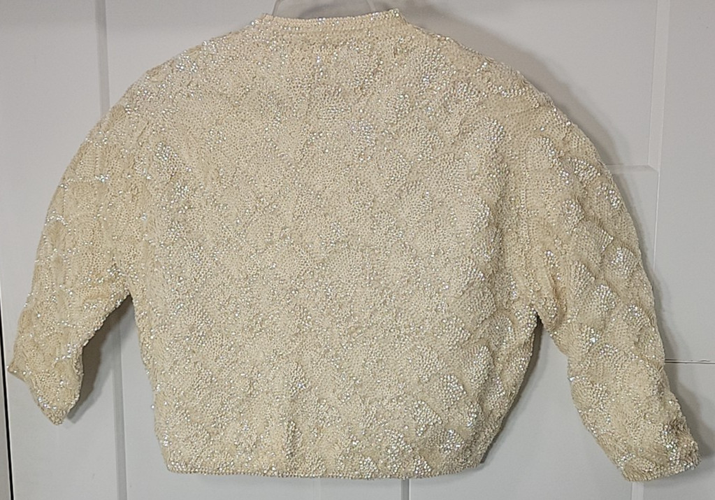 1960 Express Hong Kong Sequin Wool Cardigan Sweater Empress Hong Kong Rare VTG